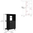thumbnail image 3 of Chariot de Cuisine Noir avec Armoire à Porte Unique et Quatre Roulettes, 3 of 7