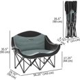 thumbnail image 3 of Double Camping Chair for Adults, Padded Folding Camp Chair for 2 Person with Armrest, Wine Glass Holder, Cup Holder, Carry Bag for Outdoor Sports, Picnics, Supports up to 552 lbs., 3 of 9