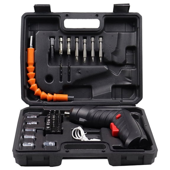 Electric Screwdriver 47Pcs Cordless Screwdriver 3.5N.M Power Screwdriver, 3.6V Cordless Drill Screwd Black Plastic Metal