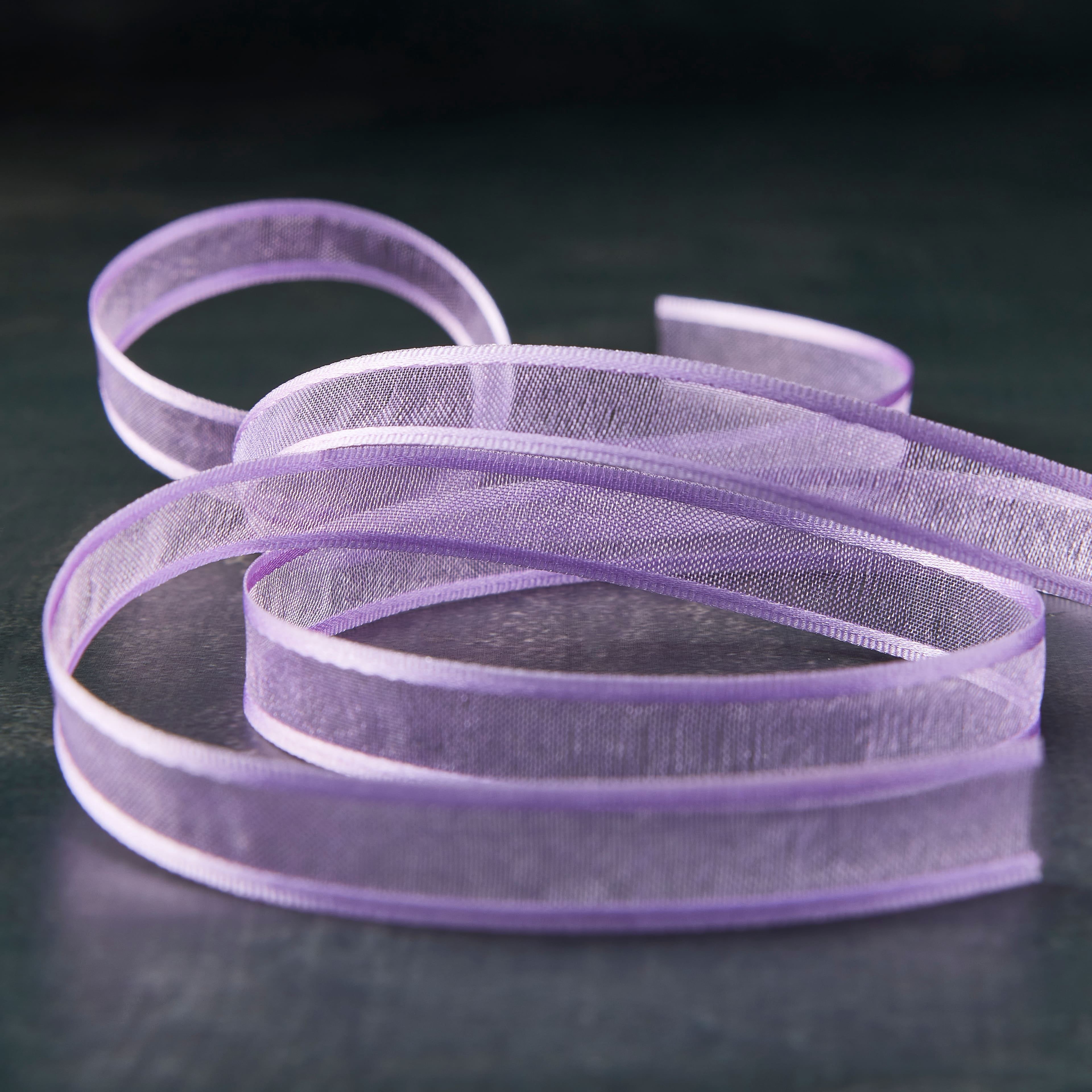 Celebrate It 3/8" x 5yd. Lavender Sheer Satin Edge Ribbon - Non-Wired with Woven Selvage, Nylon, Ideal for Gift Wrapping, Baskets & Crafts, 24 Pack