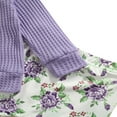 thumbnail image 3 of Baby Girls Spring Fall Clothes Set Solid Color Long Sleeve O-neck Tops Floral Print Trousers Bow-knot Headband, 3 of 6