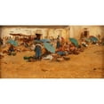 thumbnail image 3 of August von Pettenkofen 14x9 Black Modern Framed Museum Art Print Titled - Hungarian Market with Blue Umbrellas (1874), 3 of 5