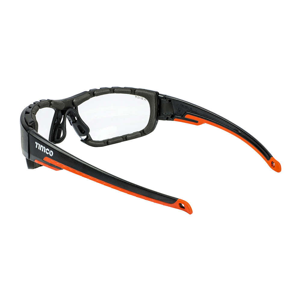 Timco - Sports Style Safety Glasses - With Foam Dust Guard - Clear (Size One Size - 1 Each)
