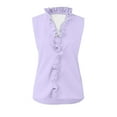 thumbnail image 4 of yunLCZ Basic T Shirts Womens Sleeveless Ruffle Peplum Front Tank Tops Casual Summer V Neck Shirts Office Shirts Purple L, 4 of 4