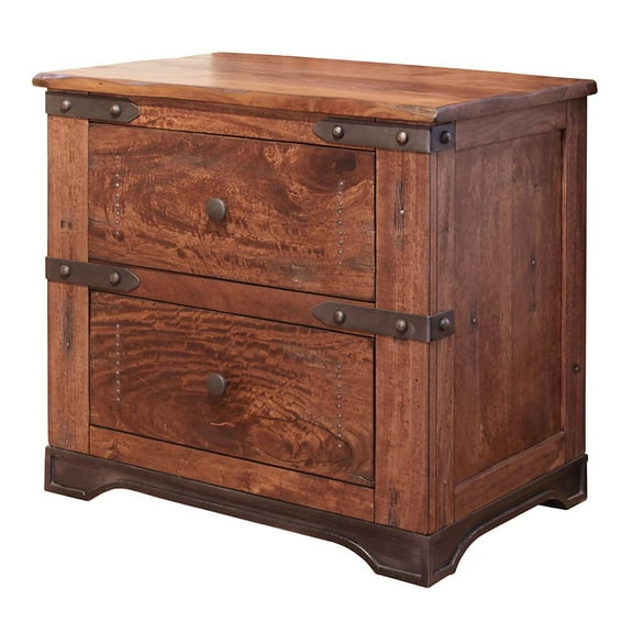 HomeRoots 29" Wood Brown Two Drawer Nightstand