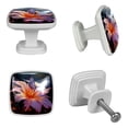 thumbnail image 4 of HemaKayy 4 Pack 1.18" Decorative Cabinet Knobs - Add a Magical Glow to Your Cabinets - Durable & Stylish Drawer Handles - Perfect for Home, Kitchen Decor - Blue Butterfly on Pink Lily Flower, 4 of 6
