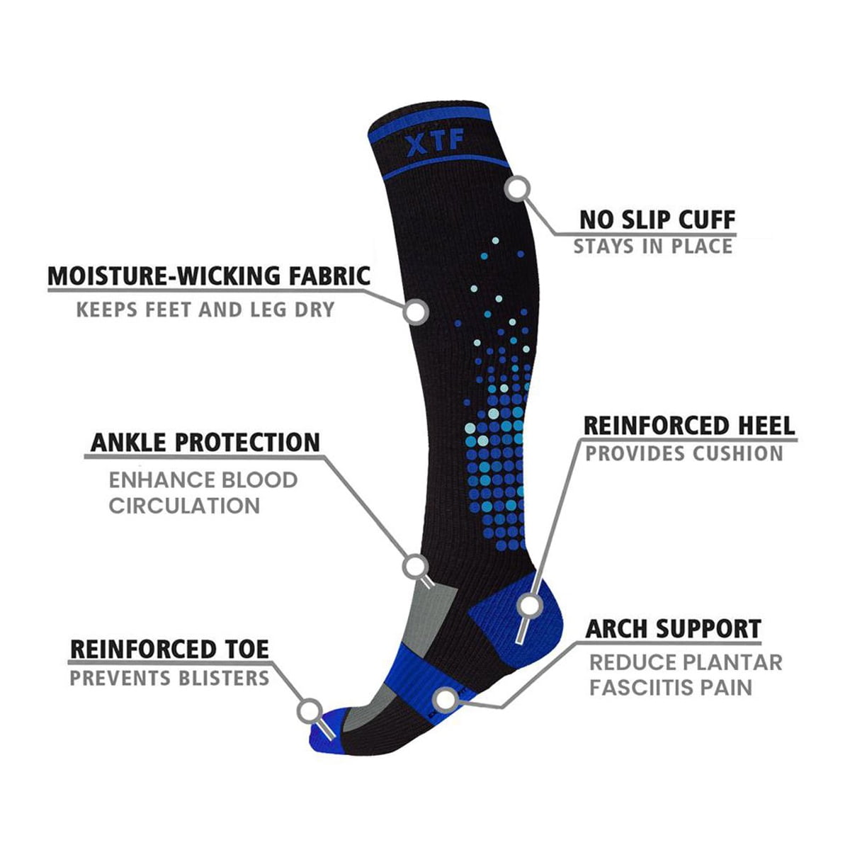 XTF High-Intensity Run+ Sports Knee-High Compression Socks (3-Pairs or 6-Pairs)
