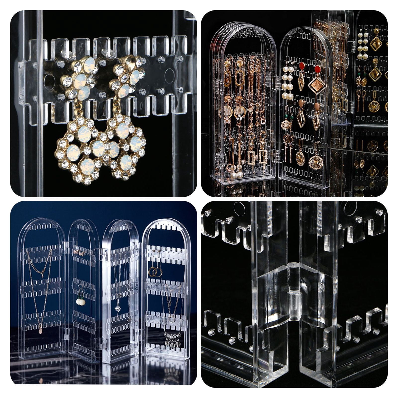 2 Tier Clear Acrylic Jewelry Earring Display Stand, Holds 14 Pairs