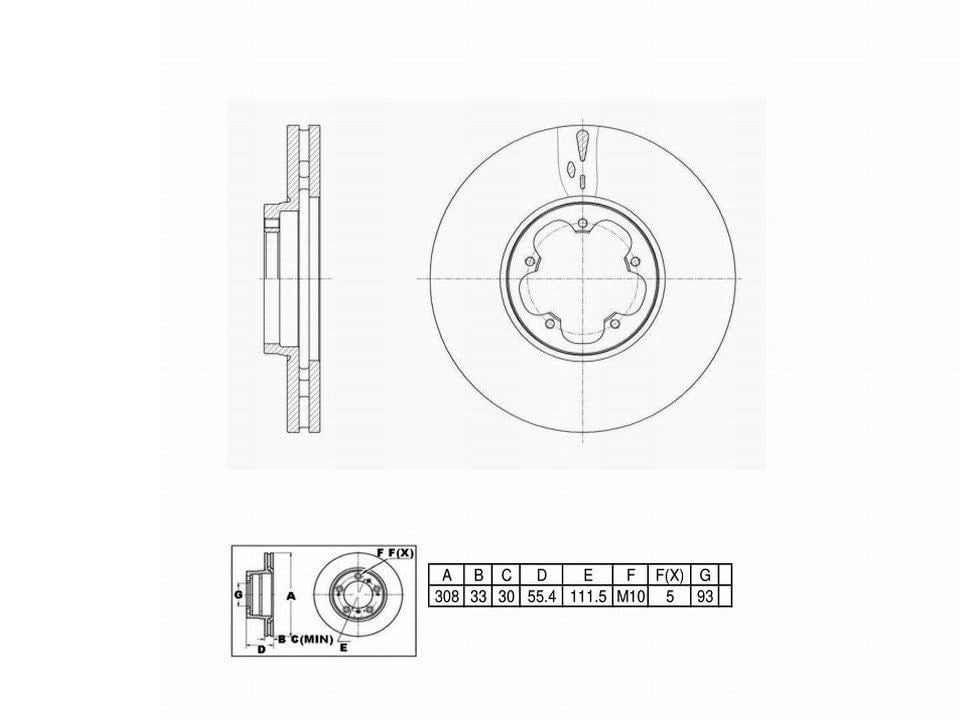 UltraHC Coated High Carbon Brake Rotor, Front UR004386, Ford Transit-150 2021-2015