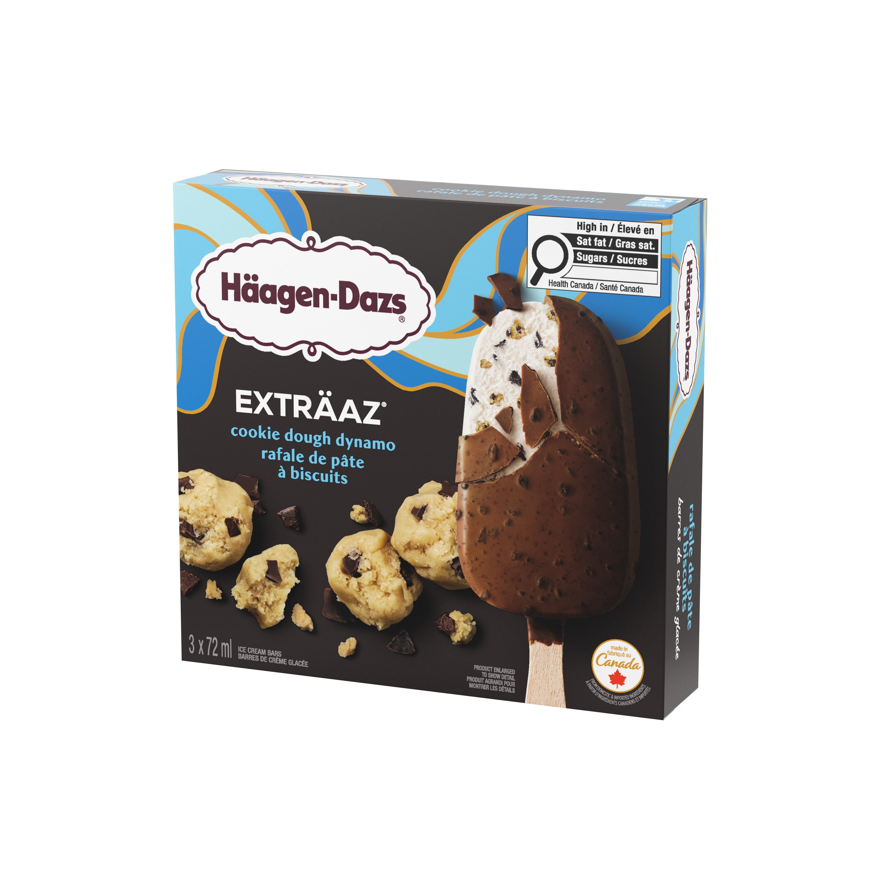 EXTRÄAZ Cookie Dough Dynamo Ice Cream Bars, Cookie Dough Ice Cream With Chunks Of Cookie Dough & Fudge Chips In A Milk Chocolatey & Chocolatey Cookie Pieces Coating, 216 mL