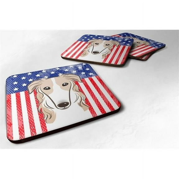 American Flag & Borzoi Foam Coaster, Set of 4