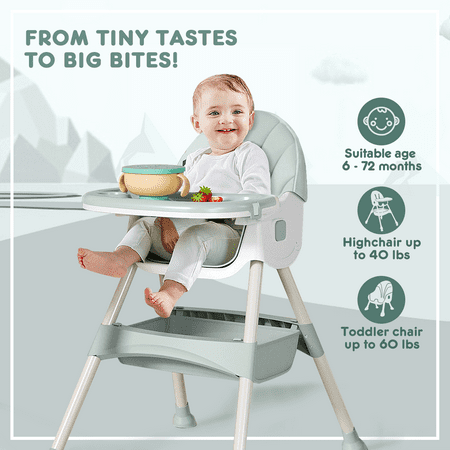 HARPPA 4-in-1 Convertible High Chair for Babies and Toddlers, Green