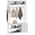 thumbnail image 3 of GIKPAL 5 in 1 Hall Tree, Entryway Bench with Coat Hooks Industrial Entryway Bench with 7 Hooks 3 Drawers and Top Storage Shelf, for Hallway or Living Room, White, 3 of 8