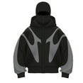 thumbnail image 2 of Dwelliawo Mens Balaclava Hoodie with Mask Warm Face Y2k Double Layered Hoodies with Eye Mask Fashion Zip Up Hip Hop Jackets Gray L, 2 of 5