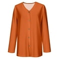 thumbnail image 5 of Feancey Plus Size Cardigans for Women Lightweight Long Sleeve Button Sweaters Thin Casual Open Front Cardigan Sweater Ribbed Knit Jackets Orange L, 5 of 6