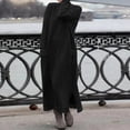 thumbnail image 5 of Joernso Women Fall Spring Dress with Pockets Loose Long Sleeves Slit Hem Pure Color Plus Size Knitted Lace Trim Daily Wear Maxi Dress, 5 of 7