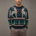thumbnail image 4 of TFEOQRY Men's Christmas Pattern Sweater Crewneck Long Sleeve Knitted Pullover Fall Winter Holiday Tops Blue, 4 of 5