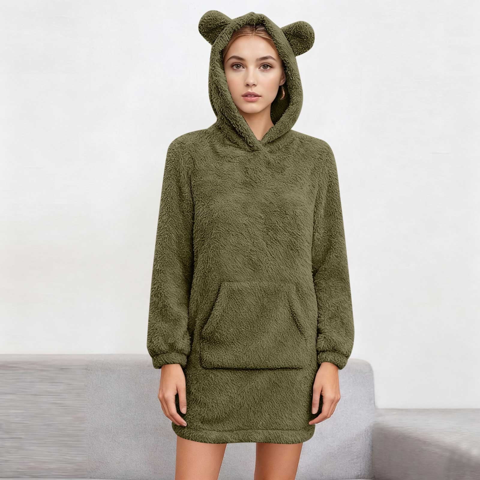 Pyjama Femme Long En Flanelle Polaire - Robe De Nuit à Manches Longues, Col V Zippé, Ultra Doux - Pour L'automne Et L'hiver