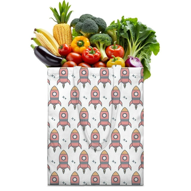 Sac Fourre-Tout en Tissu Réutilisable à Motif Cosmos - Sac de Magasinage Pliable, Lavable et Spacieux, Écologique