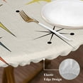 thumbnail image 3 of Multi-Color Diamond Round Tablecloth, Fitted Table Cover with Elastic for 45"-54" Round Tables, Modern Geometric Middle Century Beige Table Cloth Outdoor Indoor Dinning Party Waterproof Tablecloths, 3 of 7