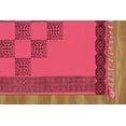 thumbnail image 5 of Casavani - 9'x12' Handblock Printed Red Cotton Dhurrie Geometric Area Rugs for Bedroom & Dining Room, 5 of 6