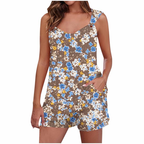 Camisola Tops para las Mujeres Cuello en V sin Mangas con Pantalones de Bolsillo, Pantalones de Mujer Casual para Primavera Verano