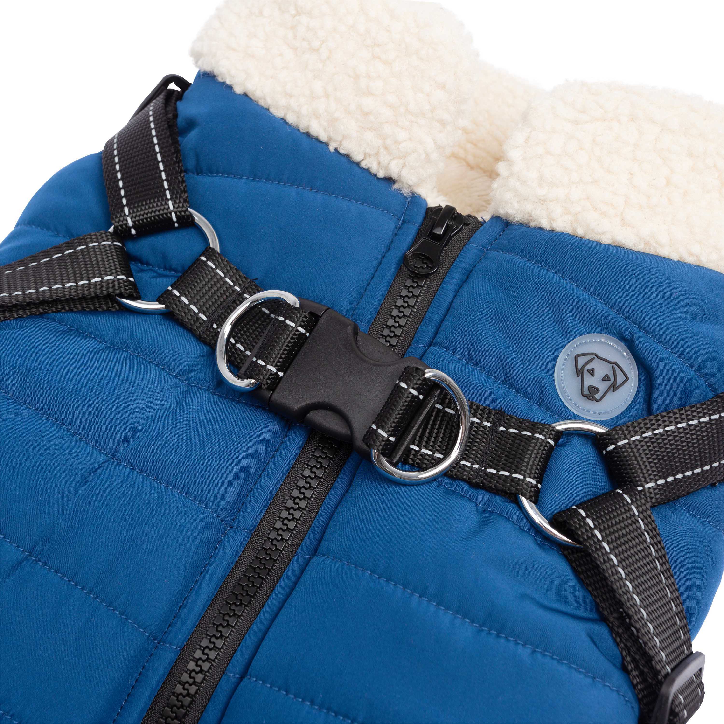 One Paw, Veste Matelassée Légère pour Chien avec Harnais, Bleu Marine Gilet matelassé léger avec harnais