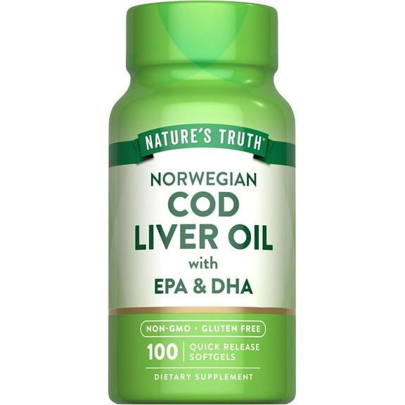 Norwegian Cod Liver Oil Capsules | 100 Softgels with EPA / DHA | by Nature's Truth
