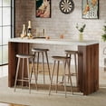 thumbnail image 3 of Tribesigns Home Bar Unit, 55.12-Inch Bar Table with a Faux Marble Finished Tabletop, Modern Freestanding Mini Bar for Home Kitchen, Living Room, Balcony, Basement, Walnut & White, 3 of 8