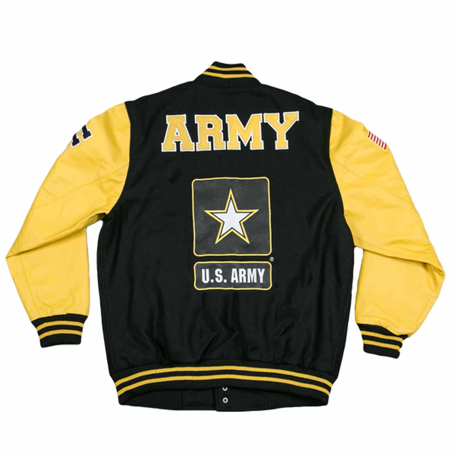 JWM Military Mens Leather Polyester Embroidered Varsity Jacket 