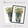 thumbnail image 2 of Gardening is in my Genes Bouquet Cutoff Jeans Vase Watercolour Painting Orange Pink Spring Flower Blooms Extra Large XL Wall Art Poster Print, 2 of 5