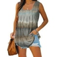 thumbnail image 2 of RKSTN Débardeurs pour Femmes Col Carré Sans Manches T-shirt Mode Confortable Imprimé Floral Blouse Plissée Décontractée Ample, 2 of 4