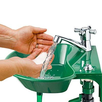 Outdoor Sink and Faucet Fixture - Built-in Drinking Water Fountain - Transforms any Garden Spigot into a 2-in-1 Cleaning and Water Station - Comes with All Installation Accessories, Easy To