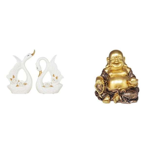 Estatuas de cisne, estatua de Buda, escultura de mesa de cisne de cerámica, estatua de Buda Bodhisattva para meditación, figuras de resina, ideal para
