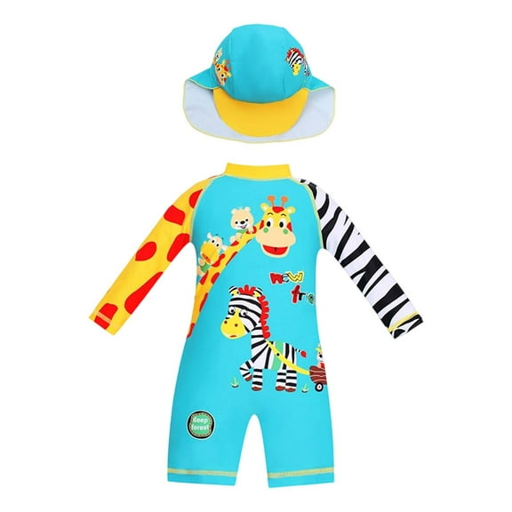 TEDOYE Boys Swimwear With Hat Summer Beach Outfits For Toddler Kids 1-6 Years Comfortable Swim Suit For Swimming Pool Party Trendy Wear, 3-4 Years