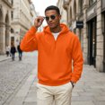 thumbnail image 6 of Sorvello Men's Fleece Big and Tall Hoodie Quarter Zip Fuzzy Sweatshirt Classic Warm Comfy Athletic Work Casual Fall Winter Top for Men Saffron L, 6 of 8