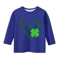 thumbnail image 2 of T-Shirt de la Saint-Patrick pour Filles, Mignon T-Shirt Graphique à Manches 3/4 Col Rond avec Imprimé Irlandais, Hauts Décontractés Printemps Été pour Vacances, Fête d'Anniversaire et Usage Quotidien Bleu 130, 2 of 5