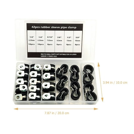 

42pcs Rubber Cushioned Stainless Steel Hose Clamps Pipe Clamps Accessories