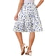 thumbnail image 3 of Faldas de mujer Inspire Chic con cintura elástica, en línea A, con volantes en capas y estampado floral, falda midi azul claro M, 3 of 6