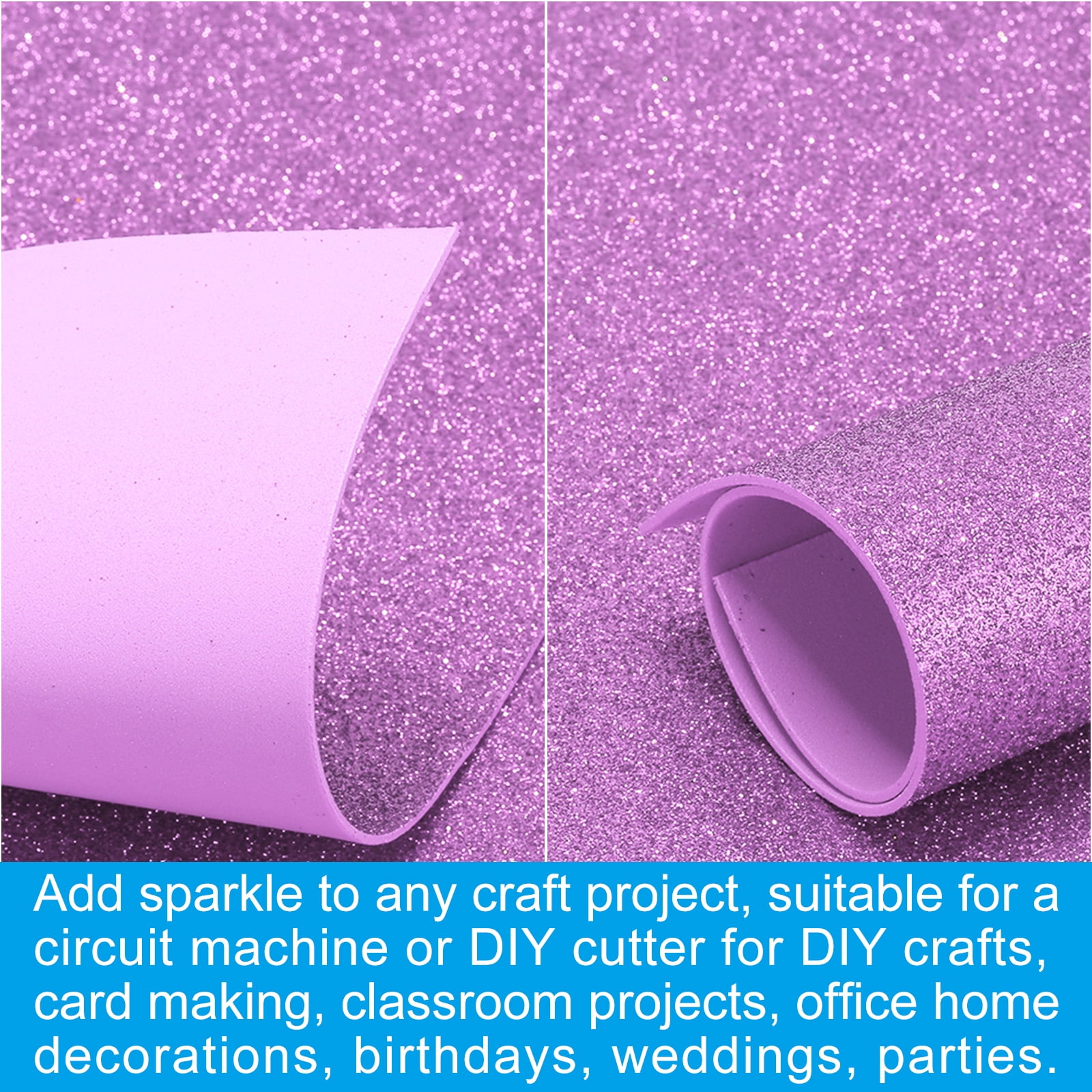 Uxcell 10 Sheets 2mm Glitter Foam Sheet, 16" x 12" Silver Sparkle EVA Paper