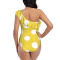 thumbnail image 5 of Rateoe Yellow And White Polka Dot Pattern Women One Piece Swimsuits Tummy Control One Shoulder Bathing Suits Ruffle Swimwear-Small, 5 of 6