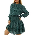 thumbnail image 3 of Seyurigaoka Women Casual Mini Dress, Elegant Long Sleeve V Neck Dots Print Dress, 3 of 9