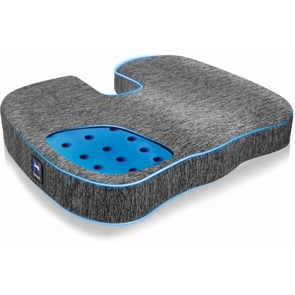 Sealy Ergonomic Memory Foam Wheelchair Seat Cushion with One Seat Cushion, Gray