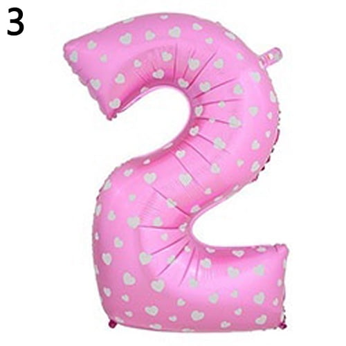 Yesbay 30 Inch Polka Dots Arabic Numerals Foil Balloon Birthday Wedding Party Decor Pink 2 Walmart Com