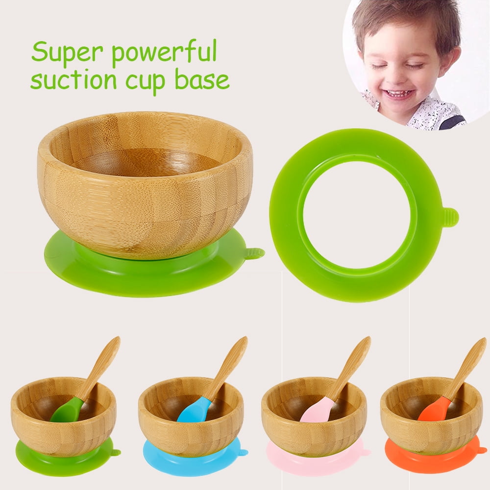 Miuline Baby Suction Bowl,Bamboo Suction Bowl and Spoon Set Baby