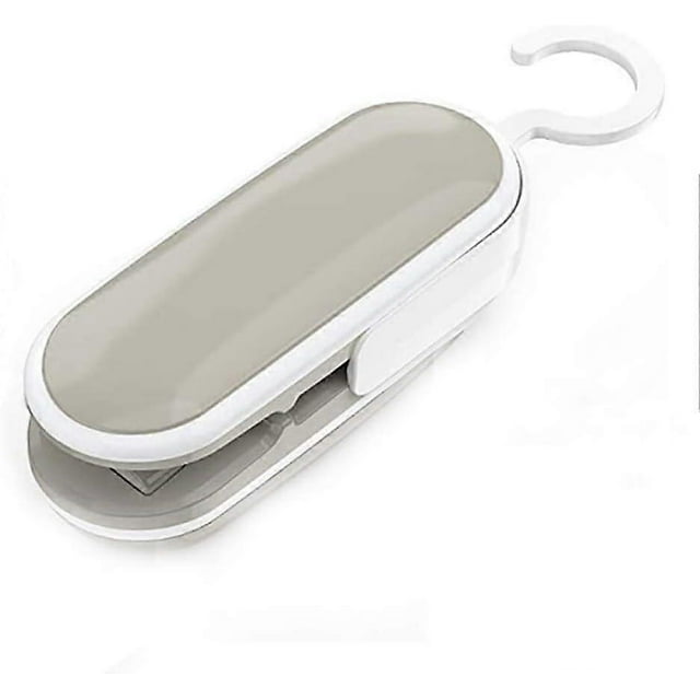 Mini sellador de bolsas, sellador al vacío para ahorrar alimentos, sellador y cortador de bolsas de plástico de comida rápida portátil 2 en 1 con gancho desmontable