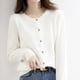 thumbnail image 1 of Cárdigan de punto con cuello redondo de terciopelo para otoño e invierno, abrigo fino y holgado de manga larga con botones para mujer, 1 of 6
