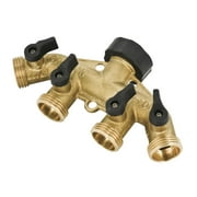 Expert Gardener Brass 4-Way Hose Faucet Manifold