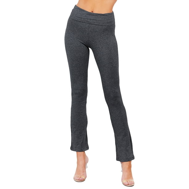 SNJ - Women's New Yoga Athletic Foldover Stretch Comfy Lounge Flare Fit ...