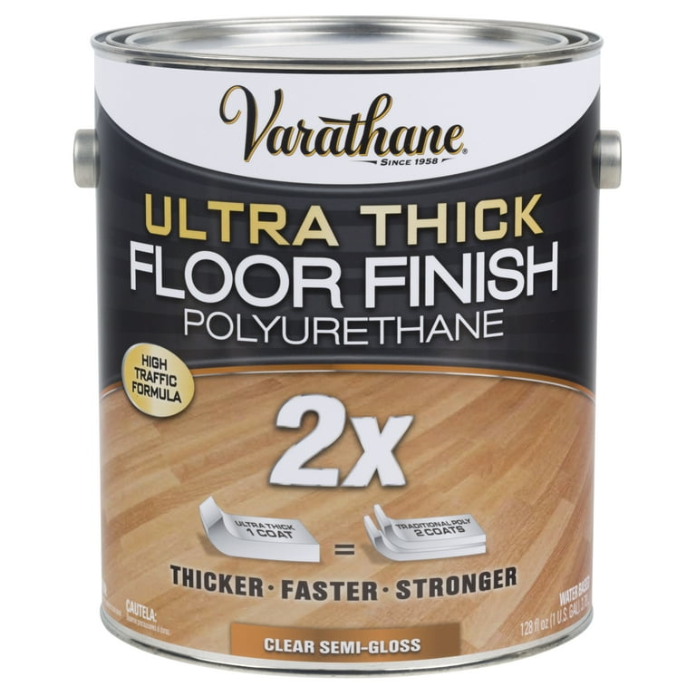 Clear, Varathane Semi-Gloss Water Based Ultra Thick 2X Wood